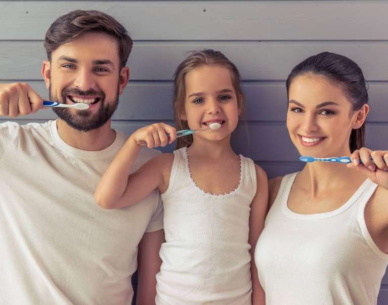 An image of a family brushing their teeth in Wahroonga, NWS